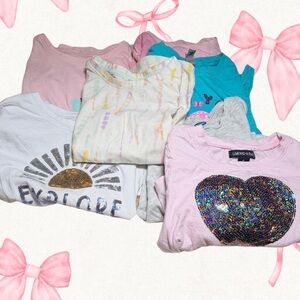Colorful Graphic T-Shirts Bundle 7 shirts girls size 6